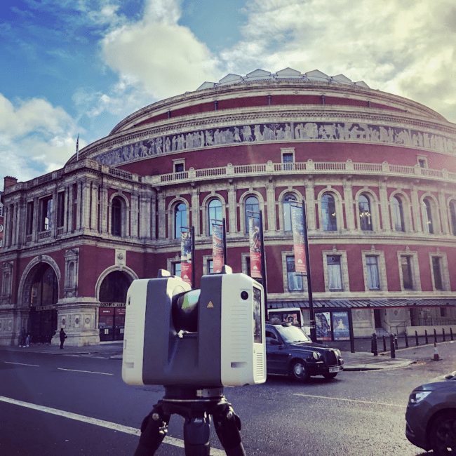 The data from 3D laser scanning Royal Albert Hall in London, UK were processed into a highly accurate point cloud. This is the scope of 3D Scan Studios' project.